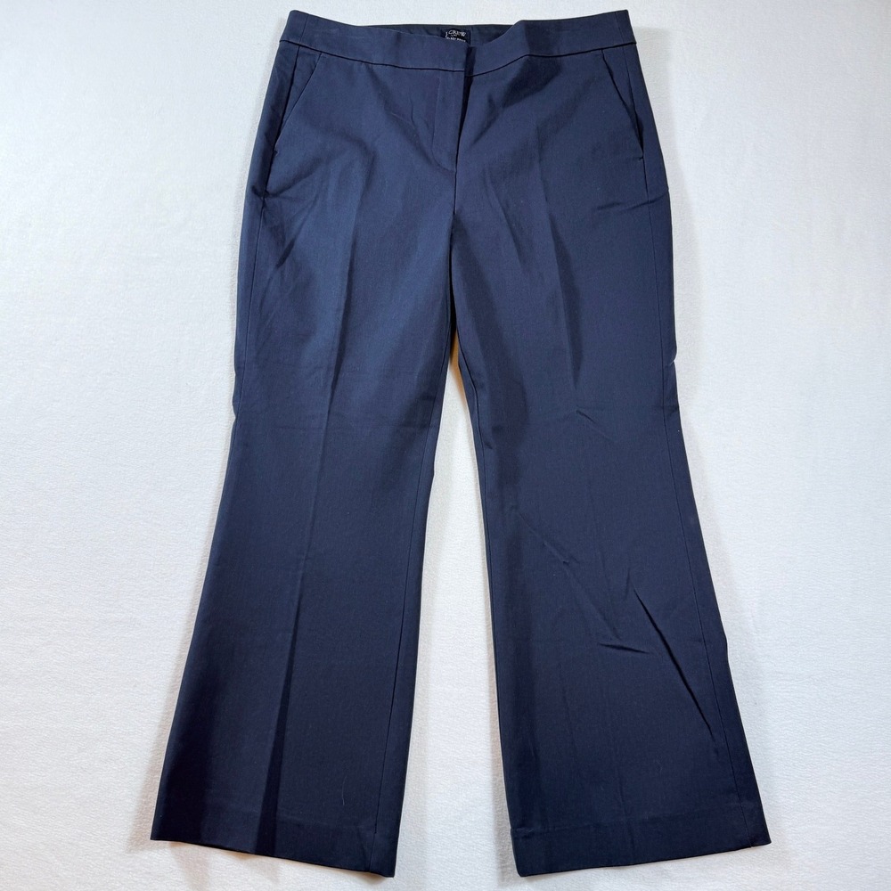 J. Crew Kelsey Pant Women 12 Navy Blue Bootcut Mid Rise Stretch Professional